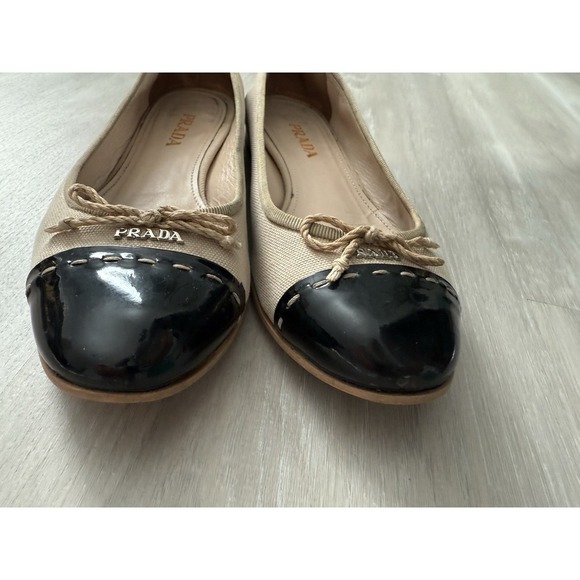 PRADA Women's Canvas Colorblock Flats Shoes Size 8.5 Designer Luxury - Picture 6 of 10